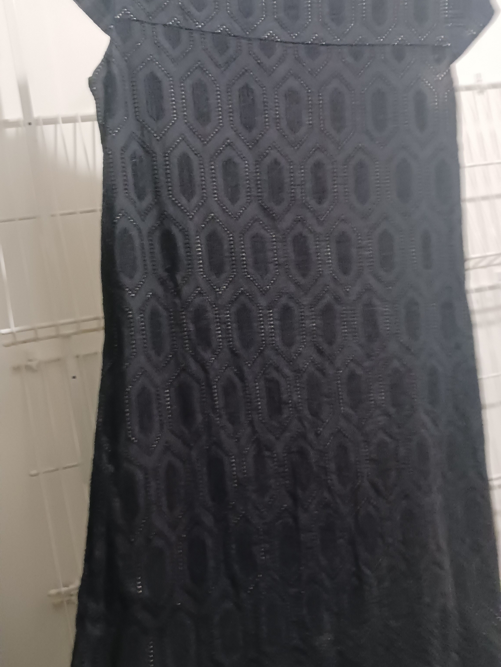Ann Taylor Black Textured Geometric Midi Dress